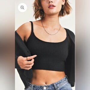 Reset by Jane Bridgette Black cardigan set with cropped knit tank top m medium